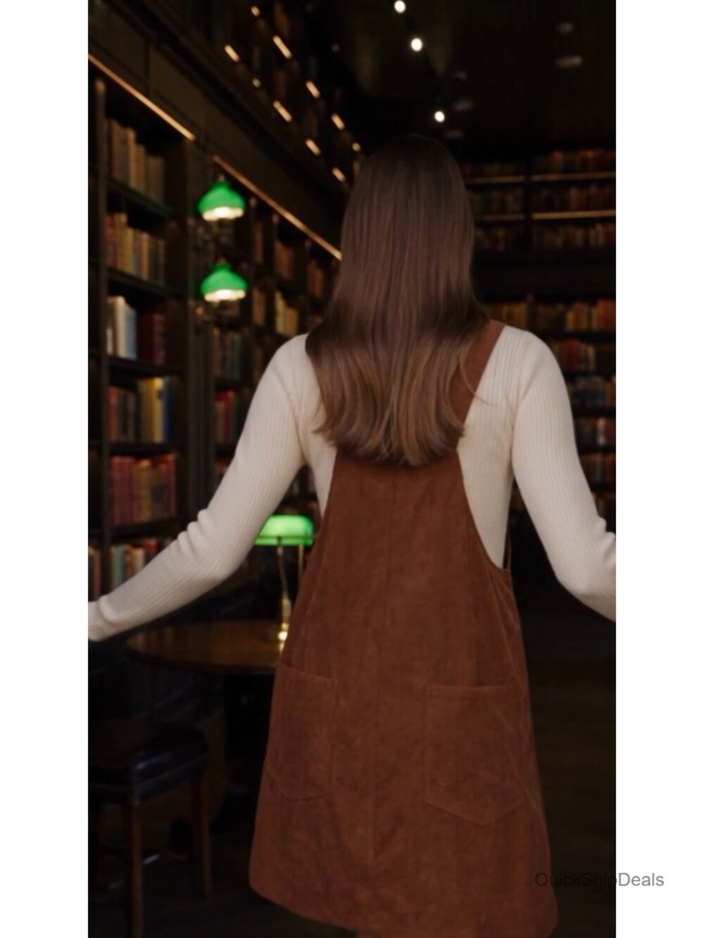 Corduroy Overall Dress A Line Button Down Mini Jumper Pinafore - Picture 6 of 6